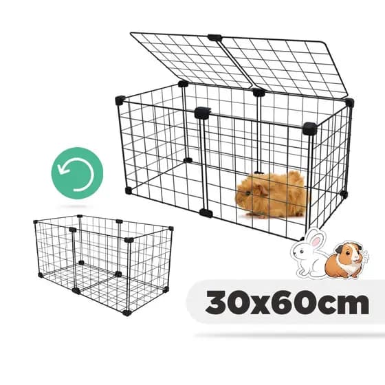 Cercado Pet para Porquinho da Índia 30x60cm Uso Duplo com Tela Aramada Versátil com Fundo ou Teto
