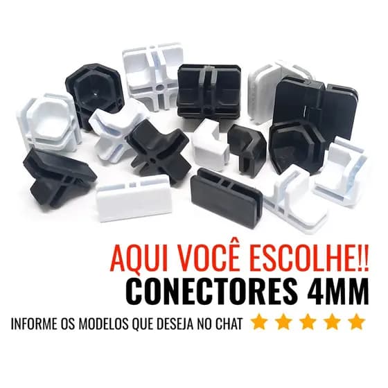 Conectivos para Balcão de Vidro 4mm Conector Tela Aramada para Estante Nichos ou Cercado Pet - Preto ou Branco