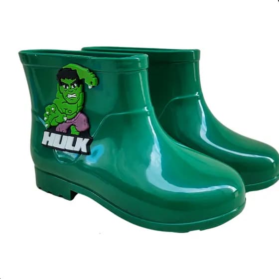 Galocha Bota Hulk Verde Menino Frio Chuva Para Caminhada Escola Colegio Impermeavel
