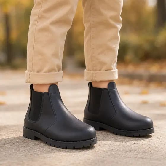 Bota Infantil Preta Unissex Cano Curto com Elástico Confortável Antiderrapante
