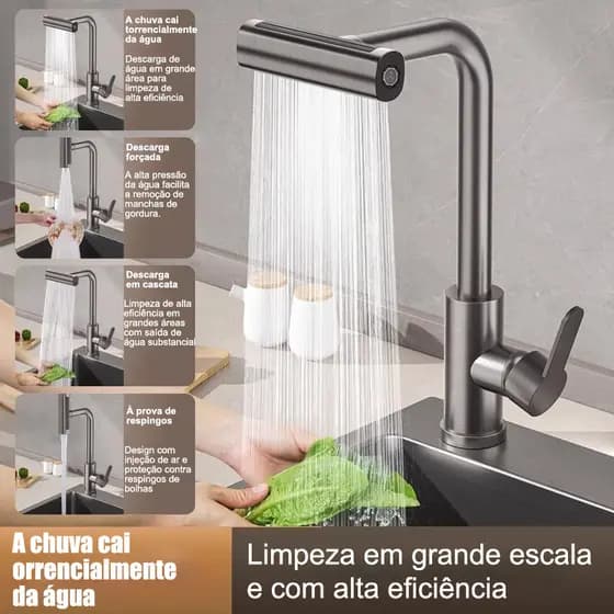Torneira De Cozinha Gourmet Flexível Extensível Misturador Monocomando