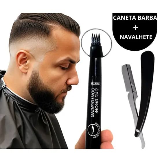 Caneta Preenchimento Barba e Navalhete Barbeiro Profissional Navalha