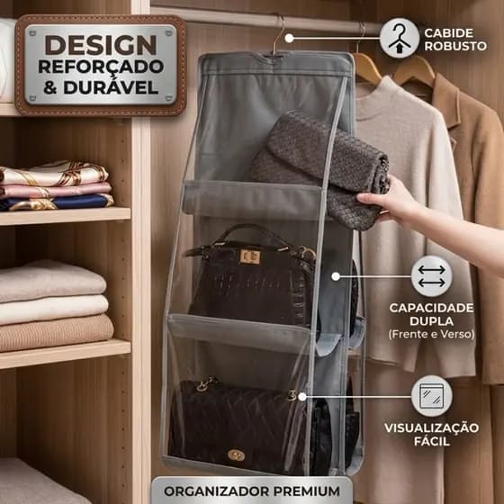 Organizador Multiuso Suporte De Bolsas Porta Cabide Guarda Roupas Ganchos Toalhas Com Cabide Anti Poeira