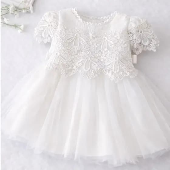 vestido branco elegante para bebe, batizado, casamento, ano novo, chique com renda