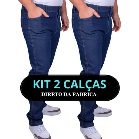 Kit 2 Calças Jeans Masculinas com Elastano Slim Confortável Promoção-Trabalho