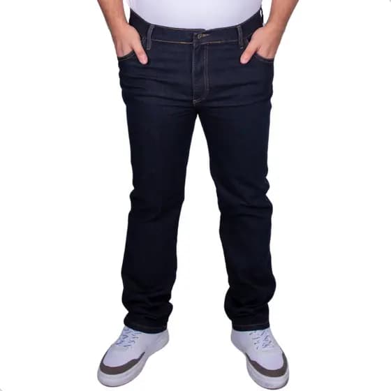 Calça Jeans Masculina Azul com Elastano Estilo Tradicional e Confortável