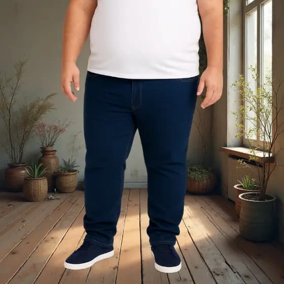 Calça Jeans Masculina Plus Size Elastano Lycra Azul Escuro Preta 50 52 54 56 58 60 62 64 66 68 70