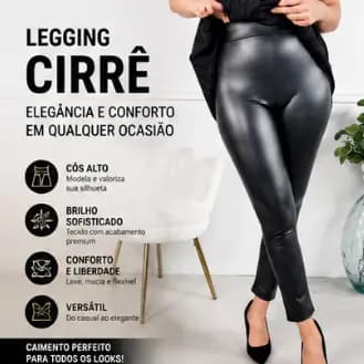 Calça Legging Cirrê Feminina Cintura Alta Modeladora Premium Brilho Molhado Legging Levanta Bumbum