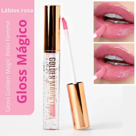 Gloss Golden Magic Bella Femme - Lábios Rosa