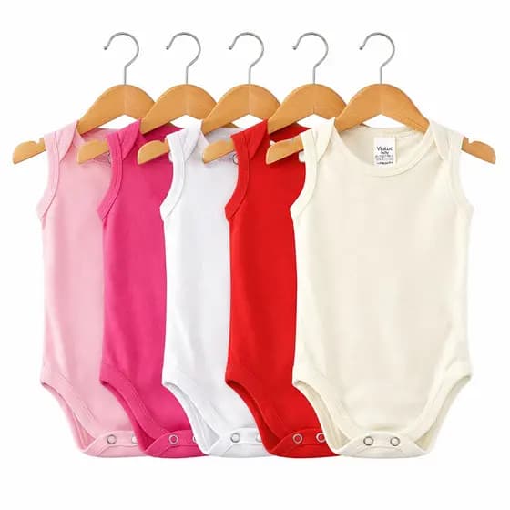Kit 5 Body Bebê Regata Menina Menino Neutro Suedine Liso 100% Algodão Verão sem manga RN ao G