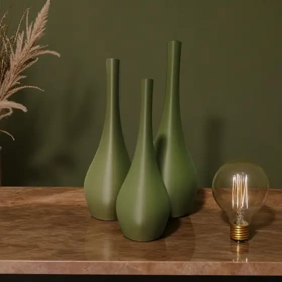 Kit Vasos Garrafa Velluto com 2 ou 3 - PLÁSTICO - decorativo sala escritório decoração ambientes