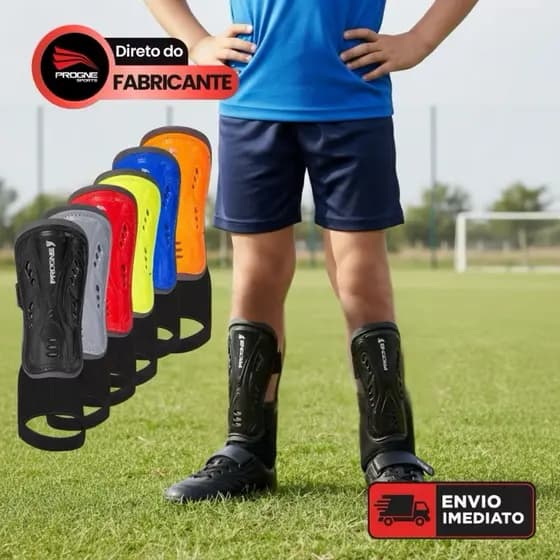 Caneleira Infantil com Tornozeleira Proteção e Conforto – Futebol, Futsal e Society (7 a 10 anos