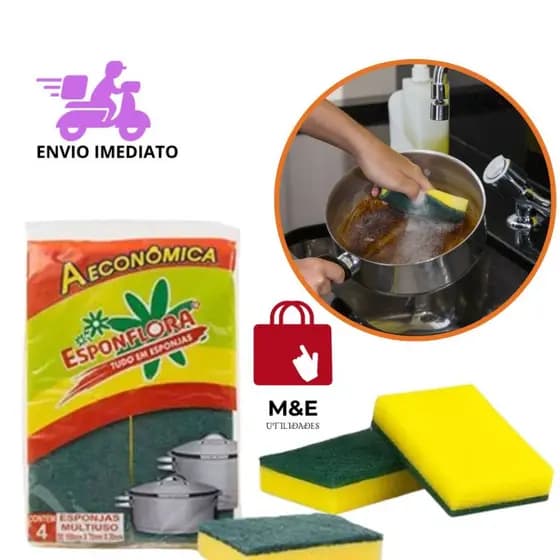 Esponja De Cozinha Bucha Lava Louça Dupla Face 4 Unidades
