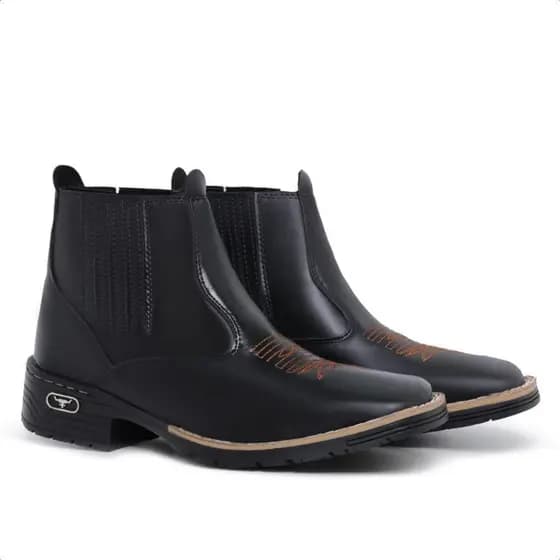 Bota Botina Country Texana Couro Ecologico Cano Médio Lançamento
