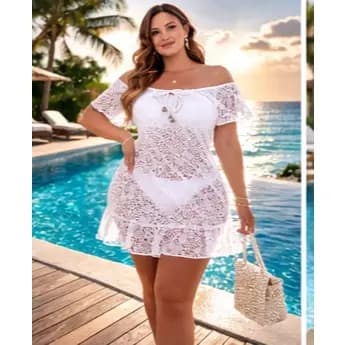 Saída De Praia big plus Size Ciganinha Arrastão Ciganinha Babados do TAM 46 ao 68