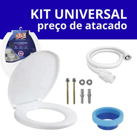 KIT INSTALAÇÃO DE VASO SANITARIO ( ASSENTO SANITÁRIO, ANEL DE VEDAÇÃO COM GUIA + PARAFUSO PARA VASO SANITÁRIO + RABICHO)