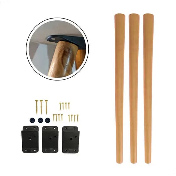 Kit 3 Pés Palito 60cm Vintage Retro Com Kit Chapinhas E Parafusos Fixação Tampo Mesinhas