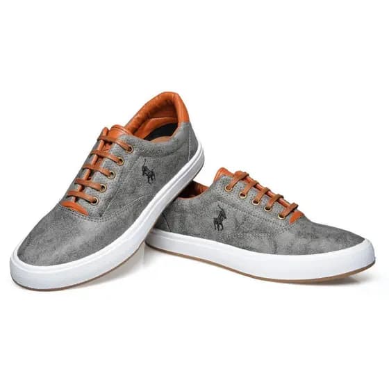 Tênis Masculino Casual Chic – Couro de Verdade, Design Atemporal e Pronta Entrega!