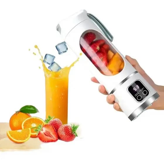 Mini Liquidificador Portátil Usb 8 Lâminas 450 Ml Display Digital