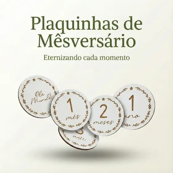Plaquinhas Mêsversário Aniversário Meses Bebê Decoração Foto Plaquinhas de Aniversário Bebê Kit 16 Plaquinhas