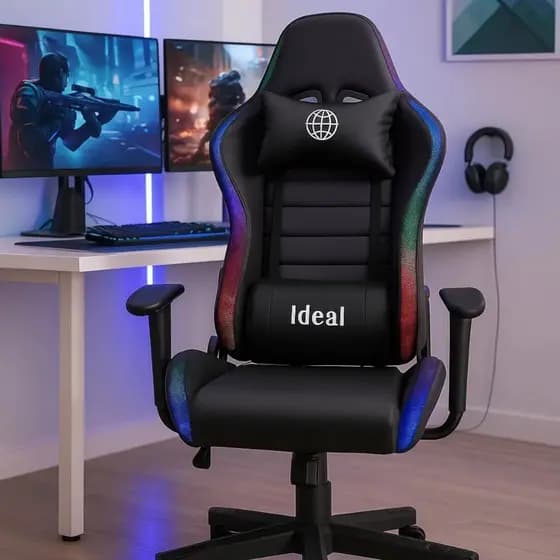 Cadeira Gamer Giratória Sortida com Luzes RGB com Apoio Braços Ajustável e Reclinável de 90 a 160°