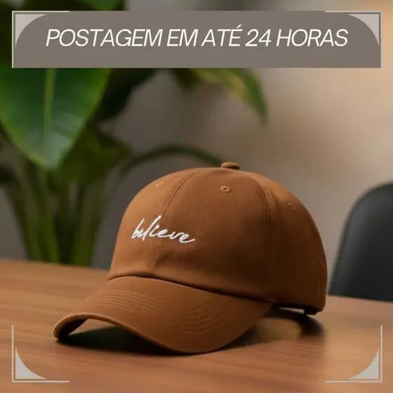 Boné Retro Aba Curva Believe Ajustavel Unissex Estilo Beisebol Regulavel Tamanho Unico