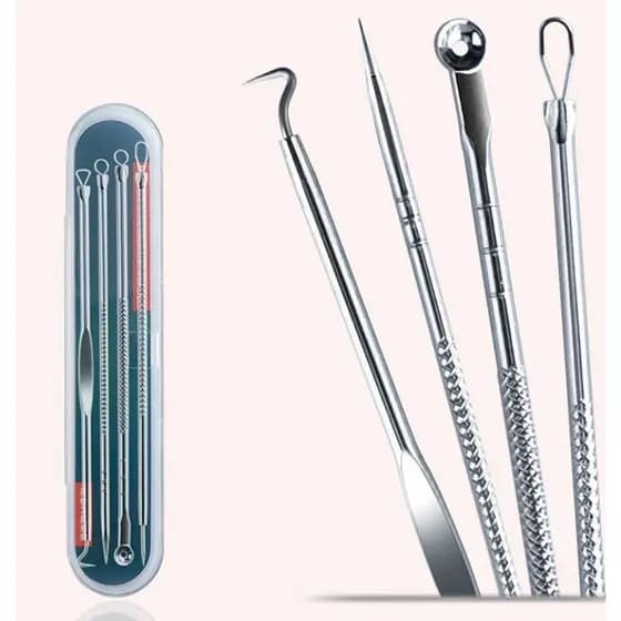 Kit com 4 Ferramentas para Remoção de Acne: Sua Solução Profissional em Casa