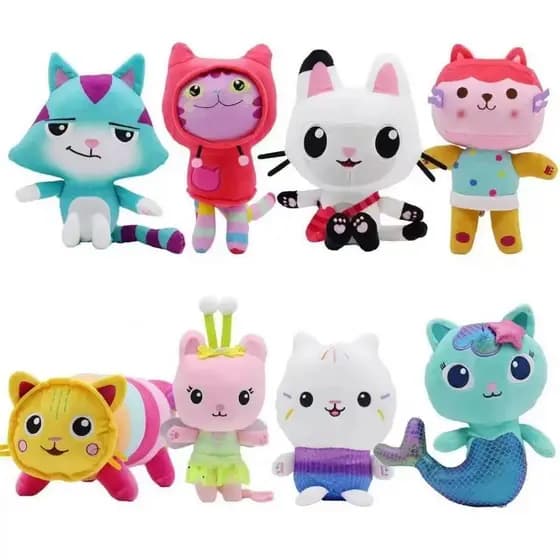 Pelúcias 27cm Gabby’s Dollhouse – Pandy Paws, Catnip e Almofagato | Importadas e Super Fofas