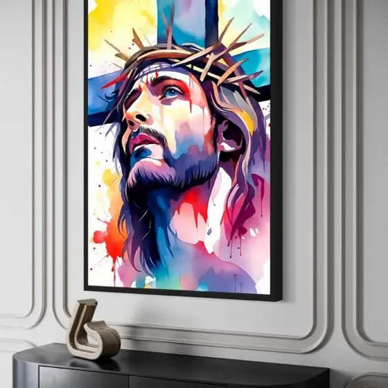 Quadro Jesus Misericordioso com Cores Vivas - 80x60cm
