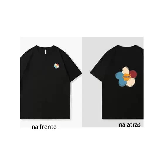 Camiseta bulsa masculino feminina dois estampada flor manga curta unissex