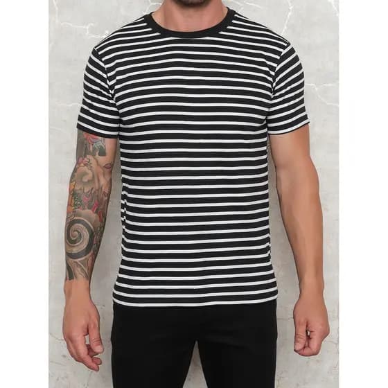 Camiseta listrado estampa uso fabrica Streetwear Camisa Masculina Unissex Flor 100% Algodão Blusa Masculina P M G GG