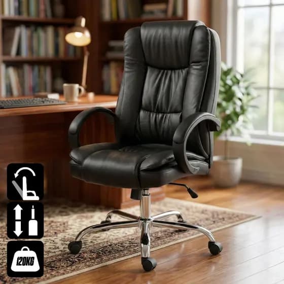 Cadeira de Escritório Presidente Ergonômica Reclinavel com Apoio Lombar e Design Moderno