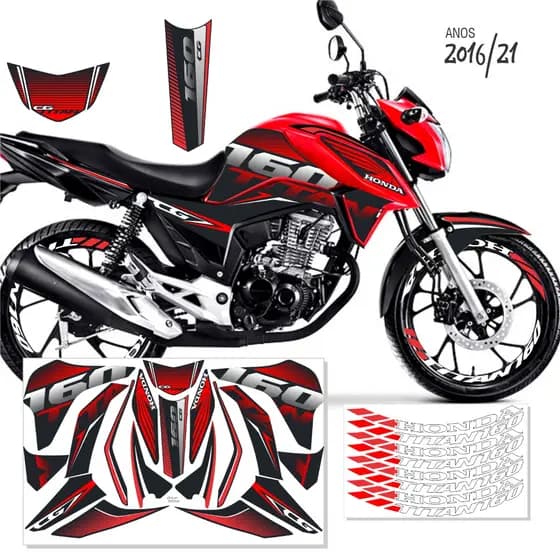 Adesivo CG 160 Titan Kit Leti_08 para Carenagem e Roda – Modelos 2016 2017 2018 2019 2020 2021