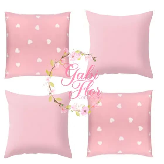 Kit Luxo 04 Capas + 04 Refil Coração Rosa 45X45 CM Moderna Varias Cores para Sua Casa Sala e Quarto