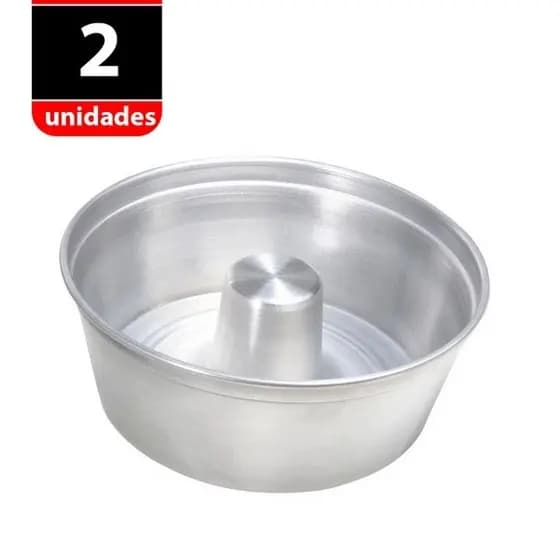 KIT - 2 Formas para Bolo com furo 16,18,20,22,24 ou 26cm Torta Suíça Pudim bolo