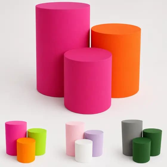 Kit 3 Peças Capas para Cilindro Decoração Festa Aniversário Premium Mesas Modernas Coloridas