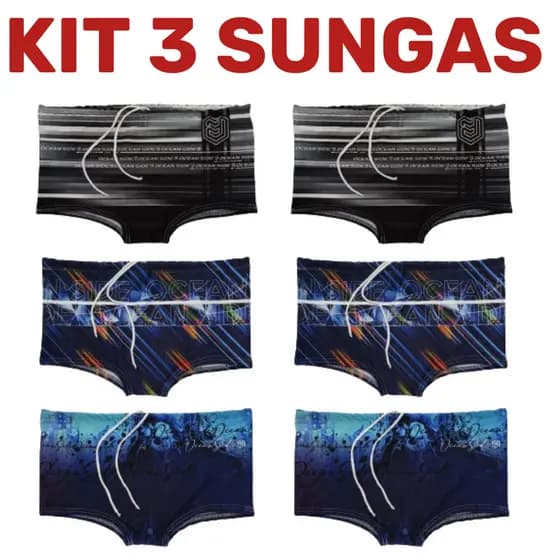 3 Sungas Boxer Estampada Tropical Moda Verão Adulto Masculina Envio Imediato