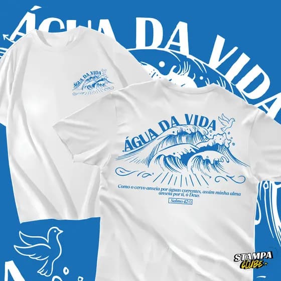 Camiseta Cristã "Águas Viva Fé em Deus Jesus" Fé & Amor Camiseta Algodão