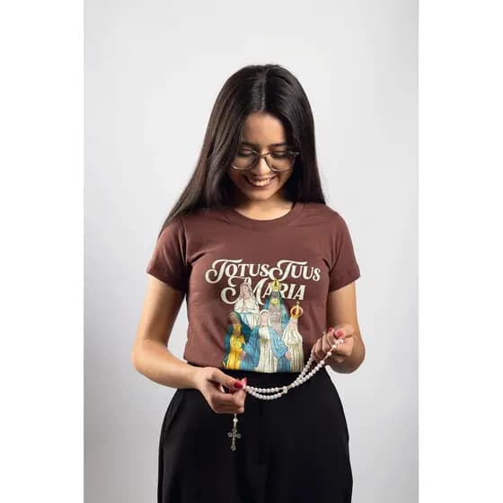 Blusa Baby Look Totus Tuus Maria – Totalmente Teu, ó Maria
