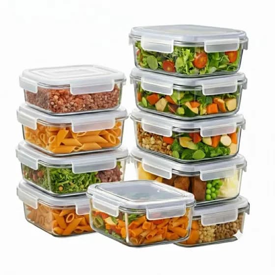 Kit 5 Potes de Vidro 640ml Hermético Marmita Fit com Tampa
