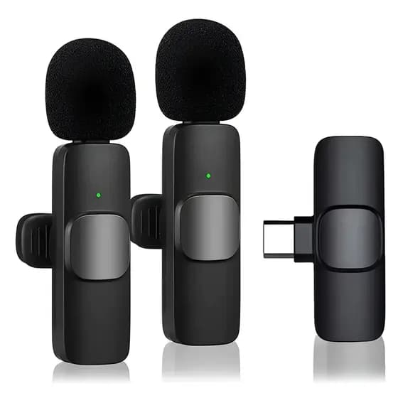 Microfone Lapela Sem Fio Duplo Para Celular USB Tipo C Live Podcast Vídeo Gravação TikTok YouTube Android