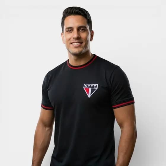 Camisa São Paulo Classic RetrôMania Masculina - Preto