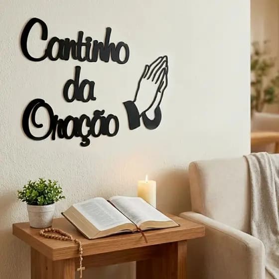 Escrita Decorativa Parede Cantinho da Oração Em Mdf Autocolante Decoração Casa