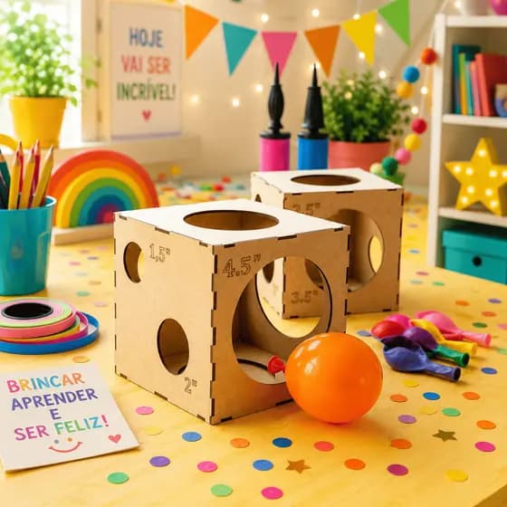 Medidor de Balões Mini Mdf Régua para Bexigas Pequenas Diversos Tamanhos