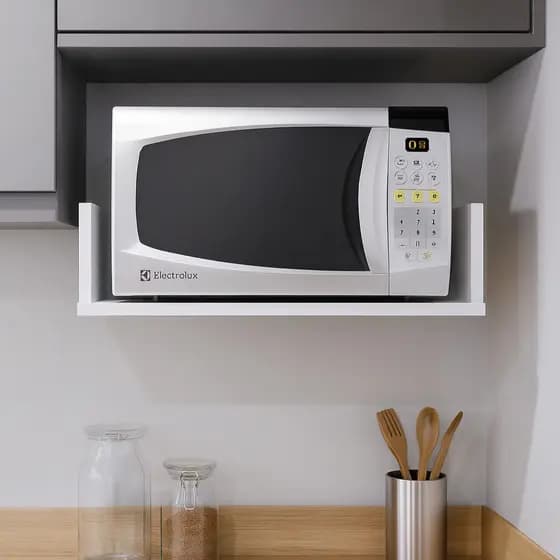 Suporte Suspenso Para Micro-ondas Mdf Branco Prateleira