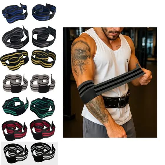 Faixa Cotovelo Elástica 1,00 M Musculação Powerlift Faixa Elástica Cotovelo De Compressão Par Varias Cores
