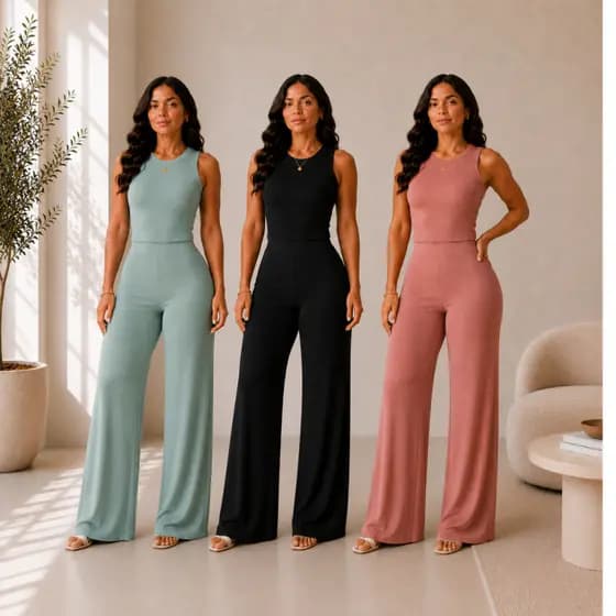Conjunto de calça pantalona e blusa feminino adulto festa trabalho dia a dia passeio
