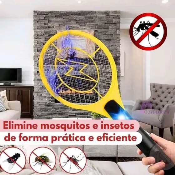 Raquete Elétrica Recarregável Bivolt 110/220 Mata Mosquito Mosca Pernilongo