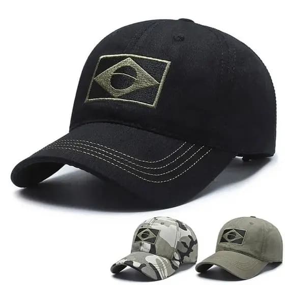 Bone de Camuflagem Masculino Boné de Beisebol Bordado com Bandeira do Brasil para Esportes e Caça