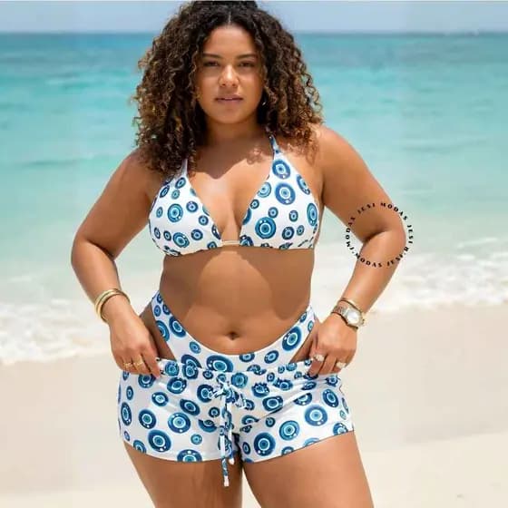 Biquíni plus size de 3 Peças (Biquini + SHORT) moda praia